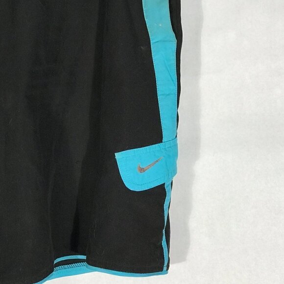 NIKE Sport Swim Trunks Black Teal Multicolor Athletic Shorts - Picture 5 of 9